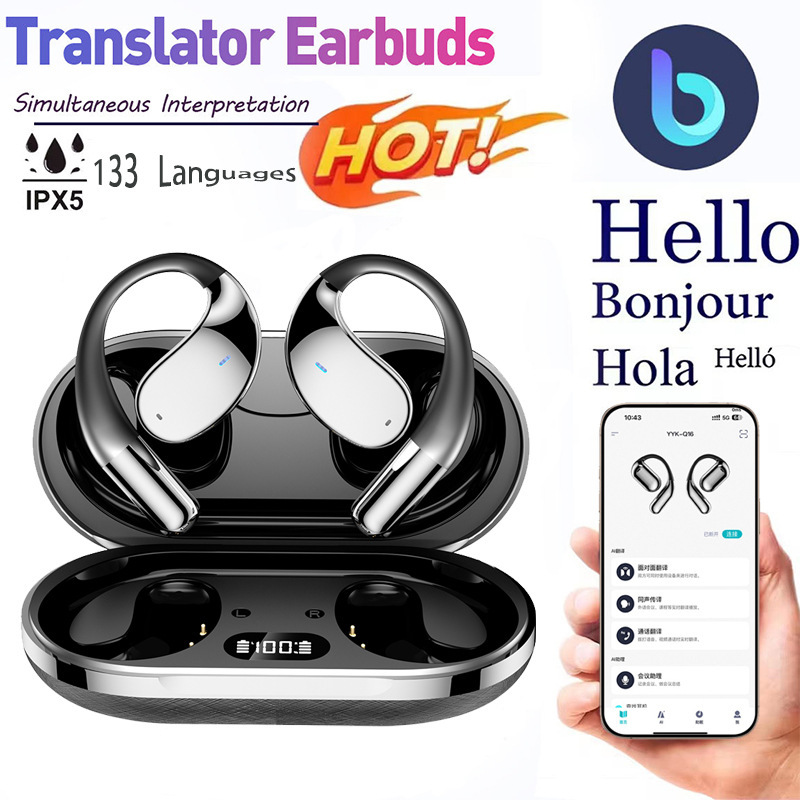 AI translation headset OWS sports hanging ear open wireless bluetooth headset long battery life comfortable to wear Q39 AI translation headset OWS sports hanging ear open wireless bluetooth headset long battery life comfortable to wear Q39