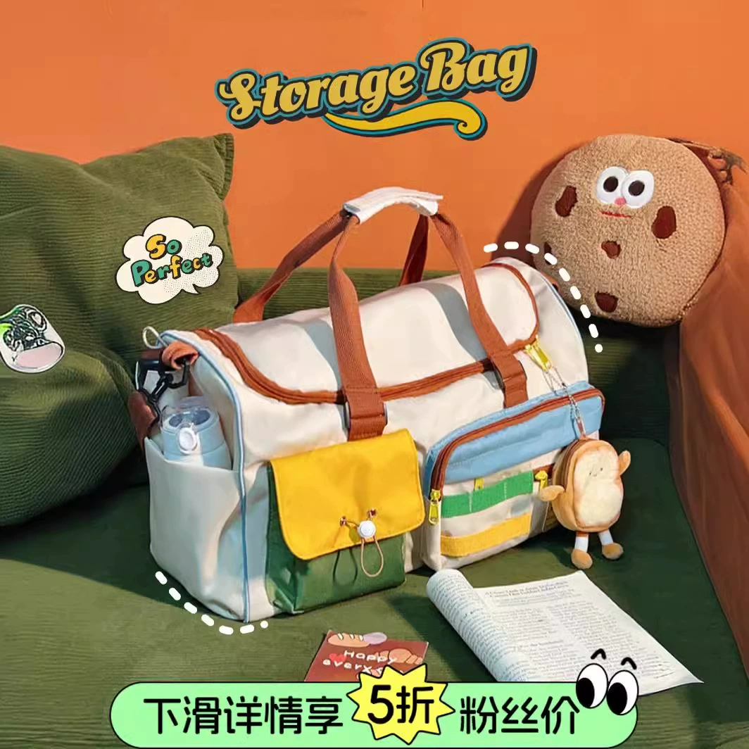 Ins Ретро контрастного цвета большой емкости портативная сумка-мессенджер женская спортивная сумка для фитнеса короткая дорожная сумка для багажа