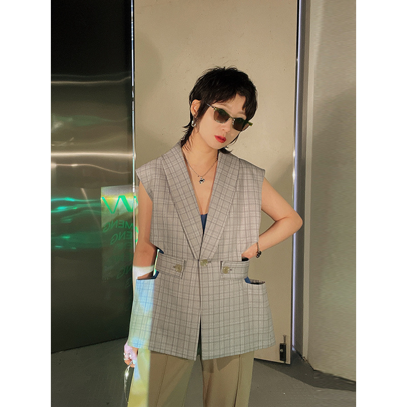 设计师女装 高阶工艺里外对格马甲|ms