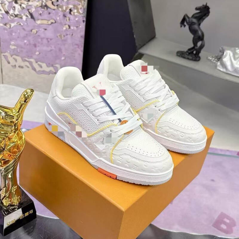 Putian Shoes Pure Original Trainer Lv Leather Sneakers for Men and Women with Rubber Sole High-End Luxury 2025L New Model Gradient Print