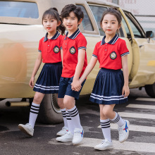 儿童班服夏季短袖套装男女童园服红运动装小学生校服表演服两件套