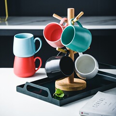 北欧純色陶磁器カップ家庭用朝食カップマグカップ高顔値コーヒーカップお土産カップロゴ卸売り