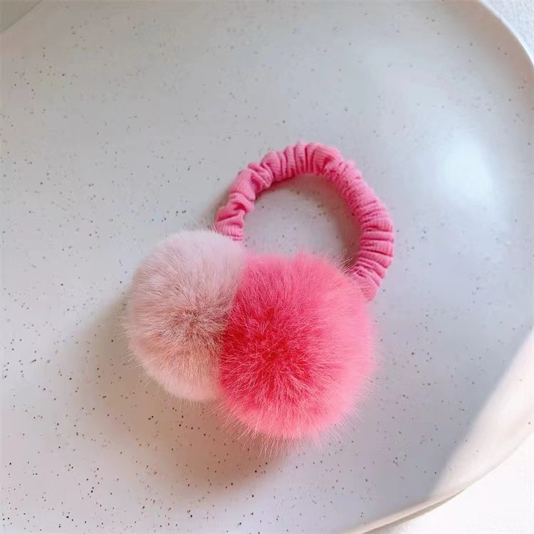 Nuevo otoño y el invierno de la felpa de la banda del pelo de los niños de alta cuerda elástica lazo del pelo de la Princesa Linda banda de goma del bebé Bola de Pelo cuerda de pelo
