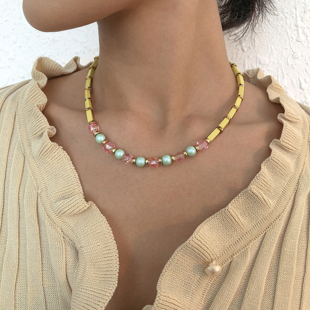 Retro bhmische Strassfarbe Miyuki Perlen geometrische Halskette Grohandel nihaojewelrypicture1
