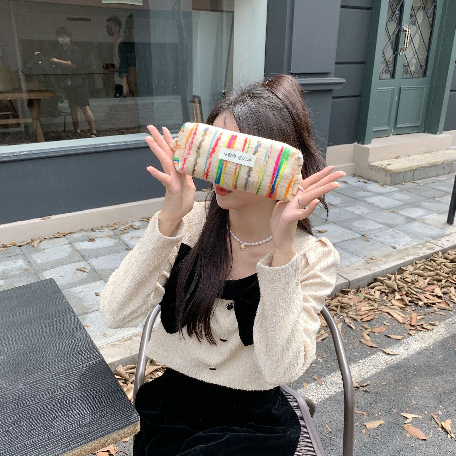 28131 InS-style color-blocking makeup bag, storage and organization bag for miscellaneous items, cute and easy to hold together, ladies' pocket money bag undefined