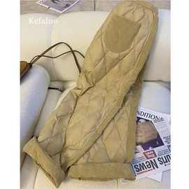 羽绒棉裤女冬季年新款加厚外穿时尚阔腿休闲裤子国内一二线品牌