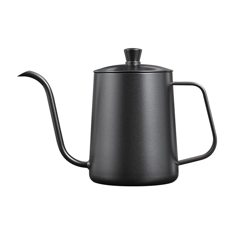 Cafetera de mano Taza de café negra con orejas colgantes con tapa, olla de preparación, juego de utensilios de café de boca larga, 600ml de espesor