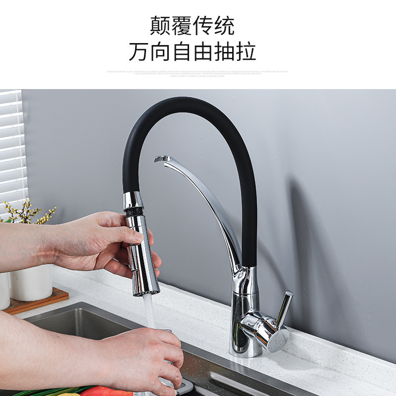 Todo cobre hogar cocina agua caliente y fría rotatoria universal modo doble interruptor de salida de agua a prueba de salpicaduras tipo desplegable grifo de cocina image 4