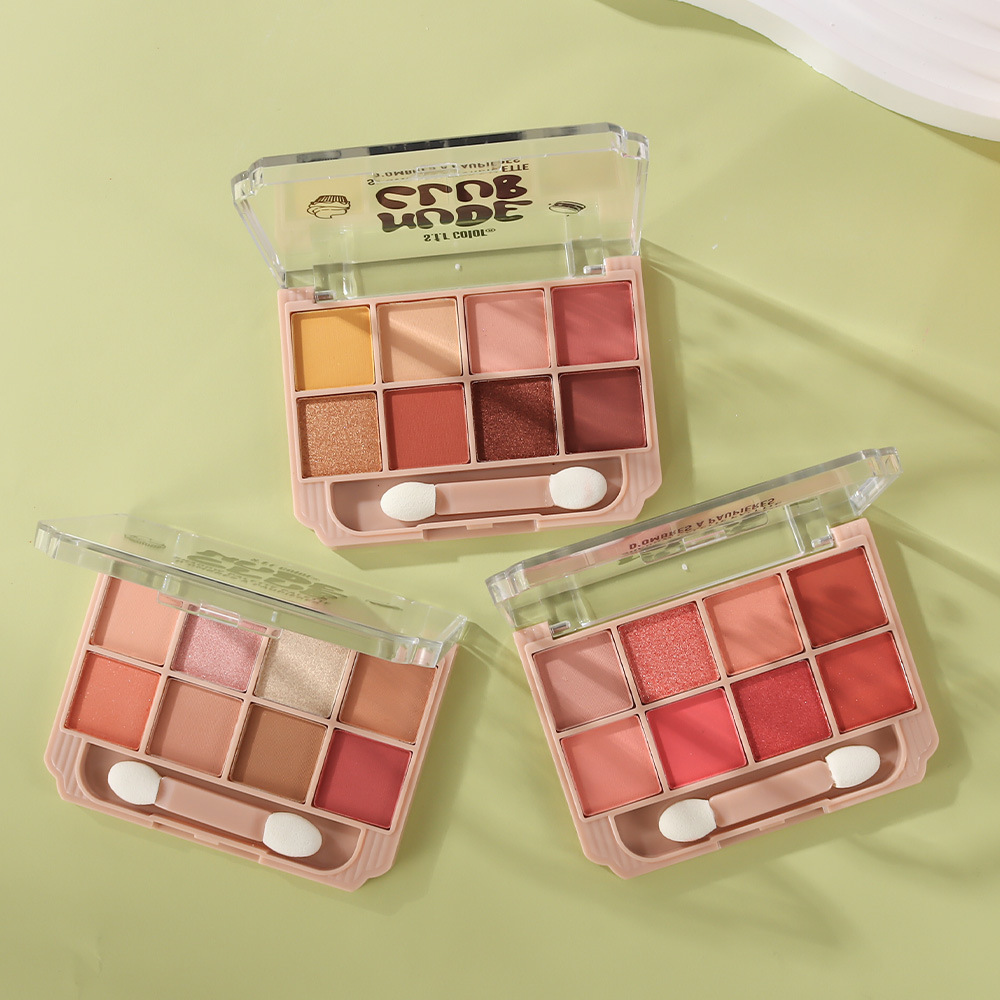 s.f.r color fábrica de venta directa de maquillaje mate perlada ocho colores sombra de ojos disco con cepillo maquillaje al por mayor