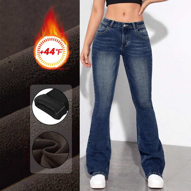 Zw-15905 # Cross-Border European and American Foreign Trade Amazon Aliexpress High-Elastic Fleece-Lined Women's Denim Pants Zw-15905 # Cross-Border European and American Foreign Trade Amazon Aliexpress High-Elastic Fleece-Lined Women's Denim Pants