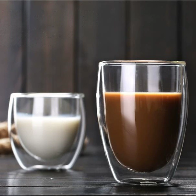 Двухслойная яйцевидная чашка для сока, молока, чая, латте, кофе, устойчивая к высоким температурам, офисная гостиная, гостиничная чашка из боросиликатного стекла