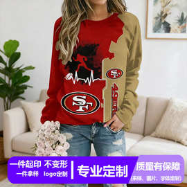 2025跨境秋冬季新款3D印花橄榄球NFL运动圆领套头正肩卫衣男女款