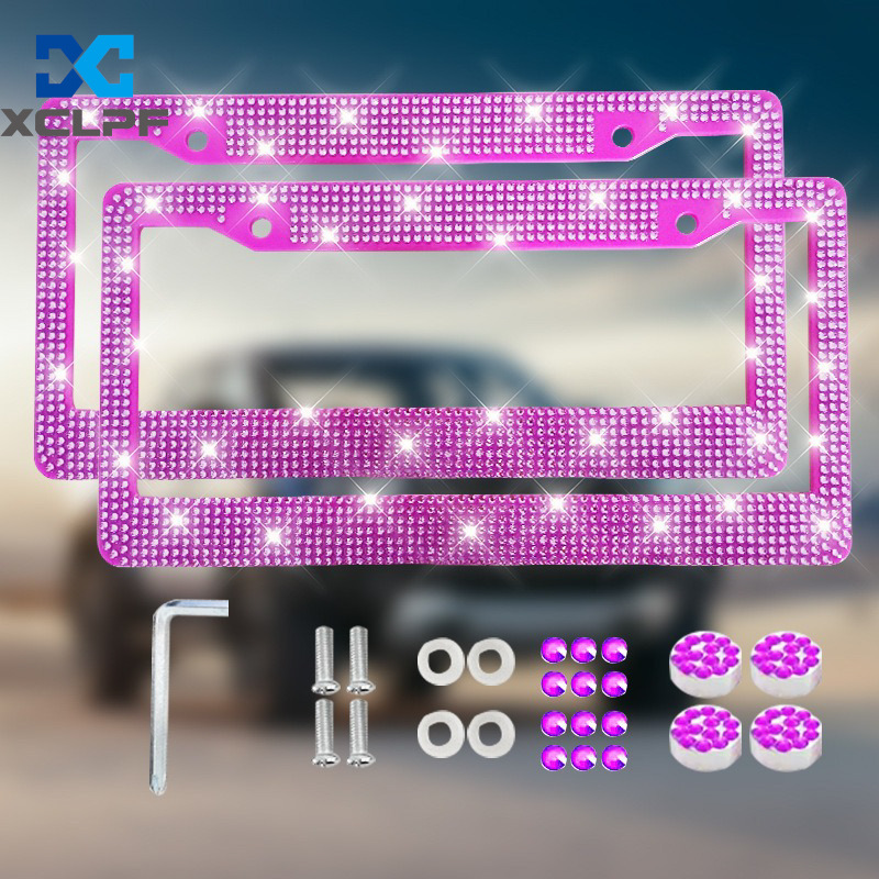 American, Canadian and Mexican Universal Diamond License Plate Frames, Three Styles of Plastic Acrylic Diamond License Plate Frames