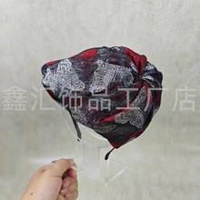 秋冬新款刺绣遮白发亮丝旗袍蓓蕾帽侧带洋气配饰包头发箍发夹工厂