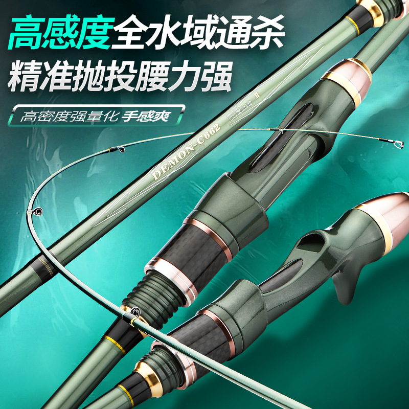 DoubleShaft L-Graphite Spinning Rod Set Metal Straight Handle Long Cast Spinning Rod with Sea Water Drop Reel