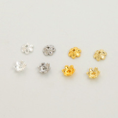 14K gold-filled strong color retention 6mm six-leaf orchid holder plated with real gold pearl flower cap DIY bracelet bead holder loose bead accessories