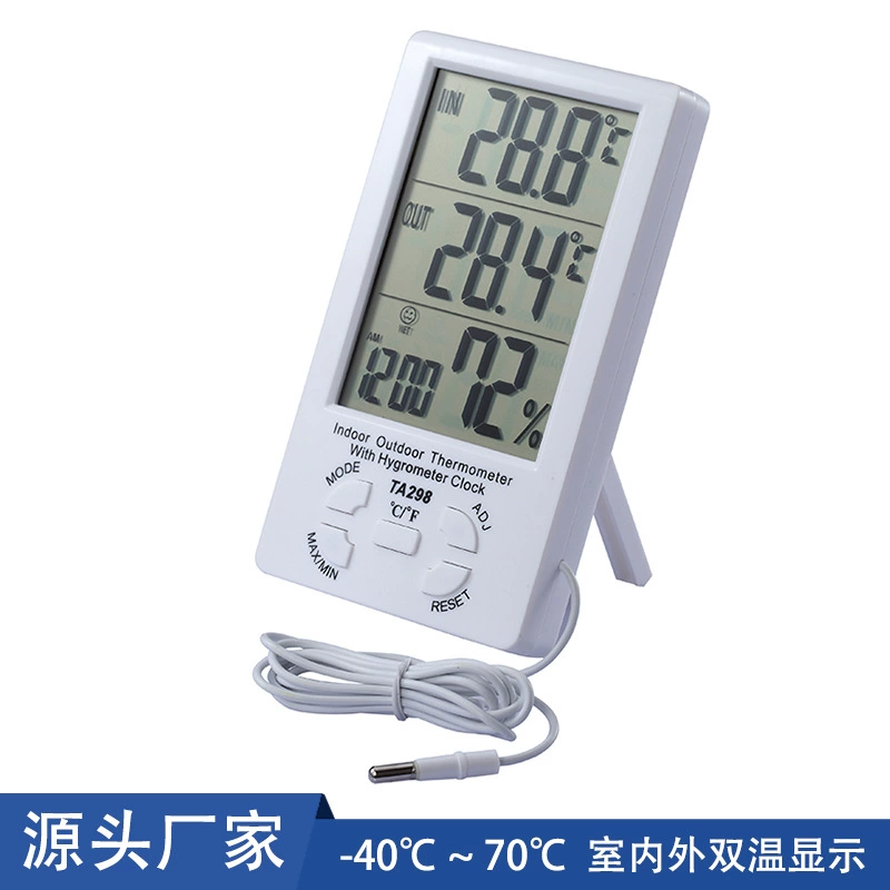 TA298 электронный Большой экран внутренний и наружный Измеритель температуры и влажности детская комната холодный термометр с датчиком двойной дисплей температуры