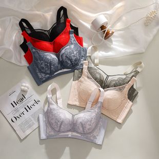 2025 Non-magnetic Thin Large C Cup Hollow-out Beautiful Back Underwear without Steel Ring Gathering Care 7A Antibacterial Sexy Bra