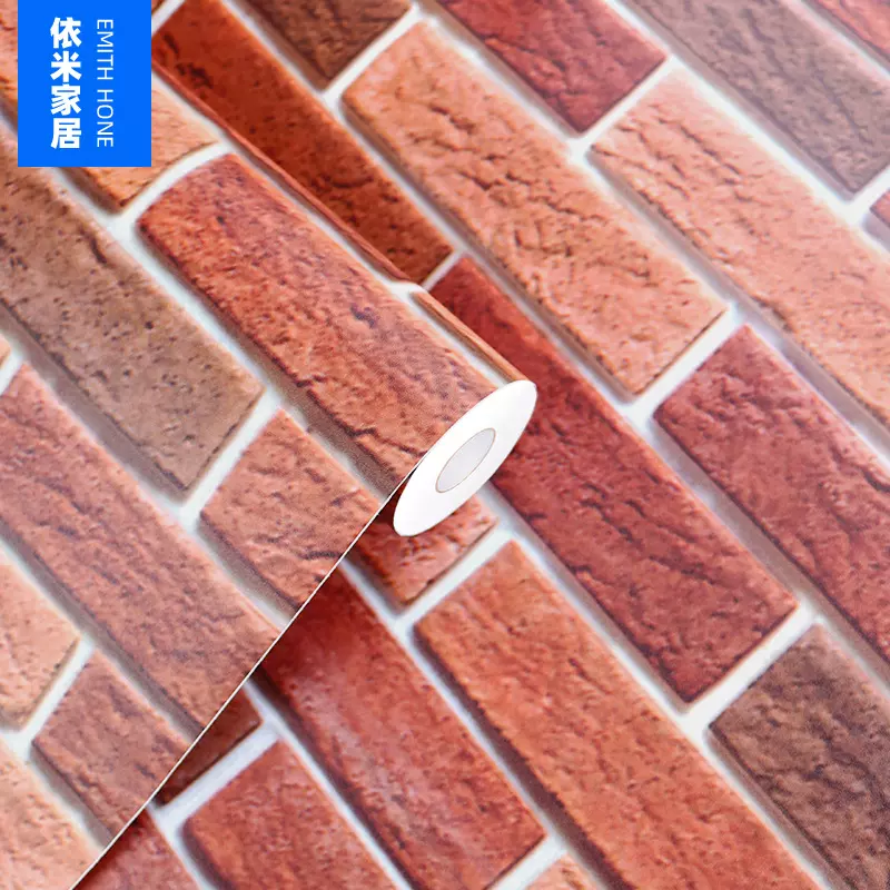 瑞士红砖防水贴纸pvc墙纸自粘加厚宿舍装饰壁纸砖纹欧式客厅墙贴