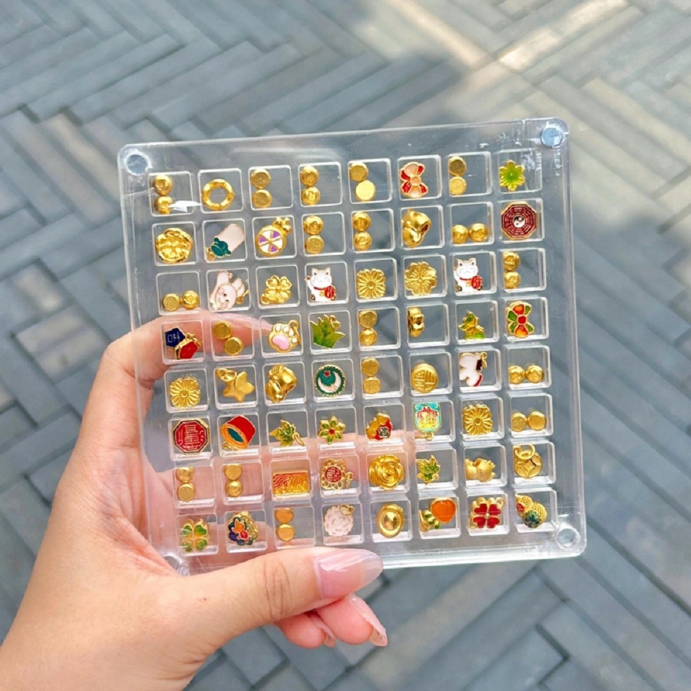 赤い本の爆発金ネット赤磁気吸引収納箱ネイルアクリルドリル箱アクセサリー高透爪アクセサリー装飾箱