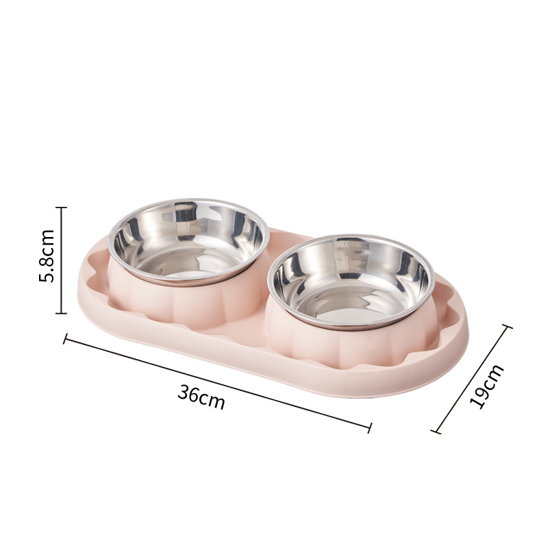 Tazón doble de acero inoxidable para mascotas, tazón para gatos, comida a prueba de fugas, tazón para perros, anti-asfixia, tazón para gatos, tazón para perros, tazón para mascotas