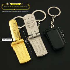 Retro Creative Gift Accessories Mini Rotating Phone Model Toy Metal Keychain Direct Supply from Foreign Trade Sources