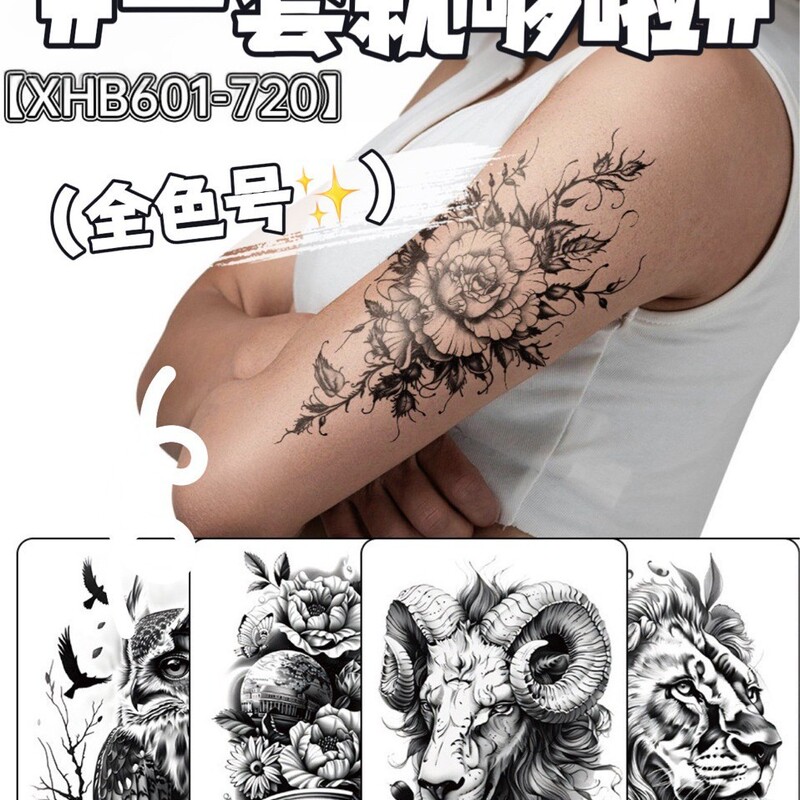 3D Watercolor Temporary Tattoos for Women Girls Colorful Flowers Hummingbird Realistic Long-Lasting Fake Tattoo Stickers Painted