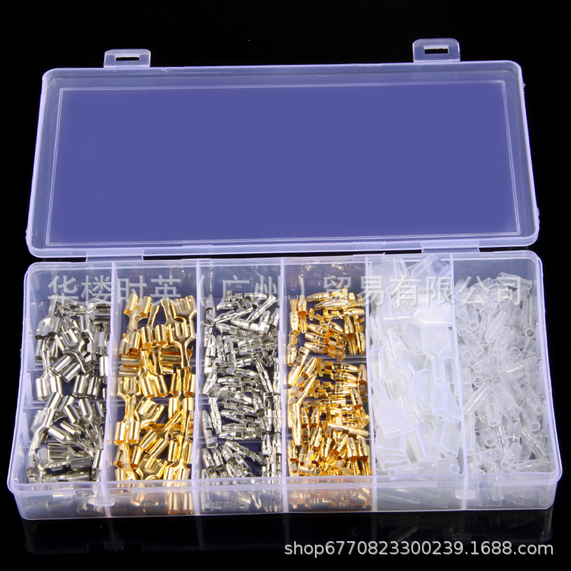 300PCS双孔插簧插片护套4.0子弹头接线端子插拔连接器跨境专供