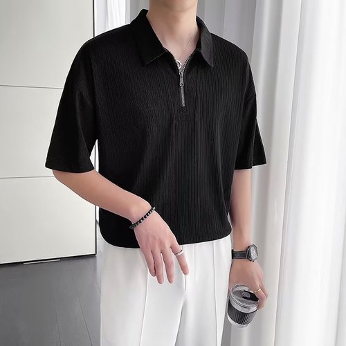 高端潮男半袖夏季新款Polo衫男潮牌短袖青年个性男士有领t恤