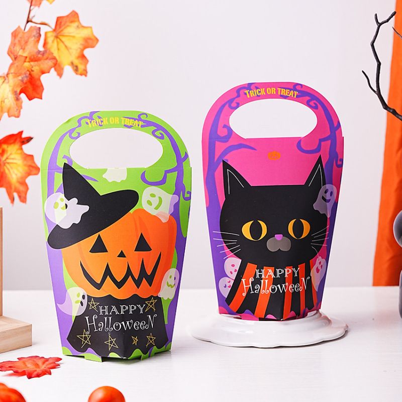 越境新型ハロウィンパーティー用手提げカボチャ猫キャンディー箱創意祝日プレゼント包装紙箱|undefined