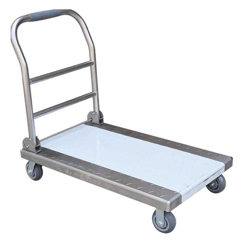 Stainless Steel Flatbed Cart, Foldable, Welded, Silent, Thickened, Movable, Commercial, Foldable