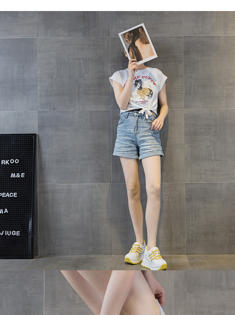 Giày sneaker nữ đế dày tăng chiều cao lưới thoáng khí mùa hè — Tím 5039, Trắng 5039, Vàng 5039 chi tiết 23
