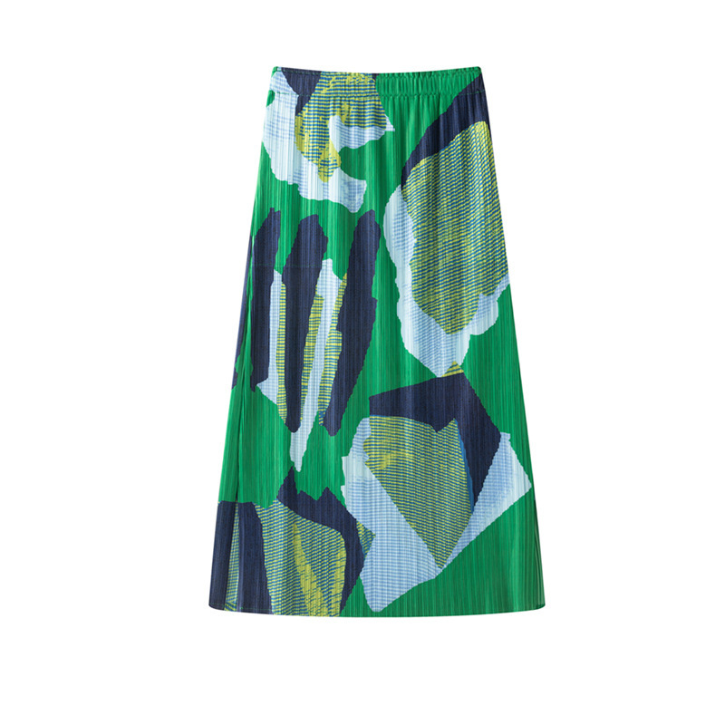Miyake Retro Fun Mid-length Skirt Women's Summer New Fashion Elegant Slimming High Waist Pleated Skirt
