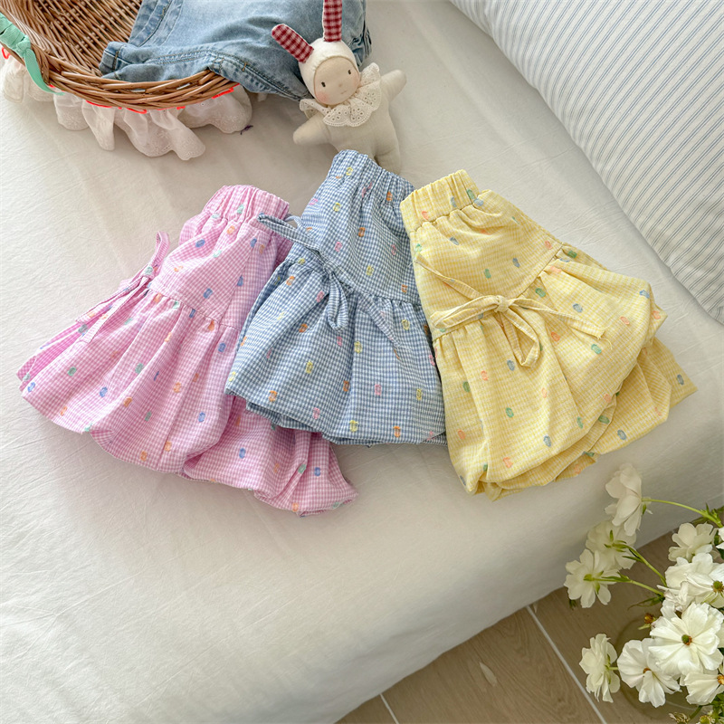 Falda de flor de siete flores de limón salado, falda de media longitud, nueva falda de pastel de cintura alta elástica de verano con volantes