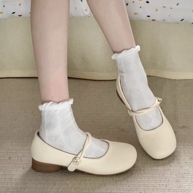 Round-Toe Women's Shoes 2025 Spring/Summer French Popular Style Chinese Shallow Mouth with Skirt Retro Versatile Mary Jane Shoes Trendy