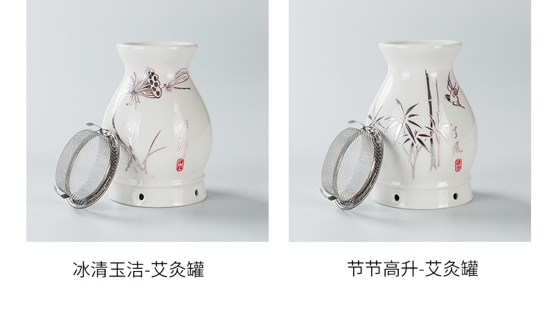 Ceramic Moxibustion Jar with Double Layer Heat Protection 4 in 1 Gua Sha Cup Massage Warmer for Home Use overview
