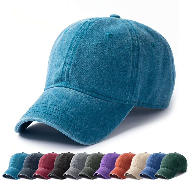 Washed Vintage Baseball Cap Denim Dome All-Season Versatile Student Solid Color Couple Unisex