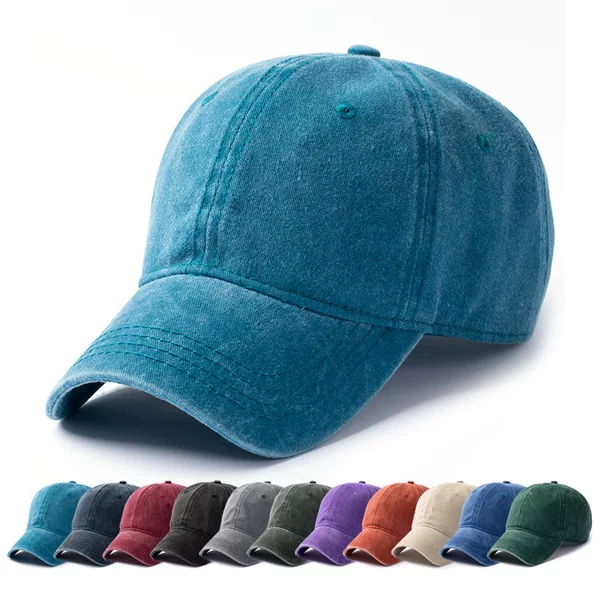 Washed Vintage Baseball Cap Denim Dome All-Season Versatile Student Solid Color Couple Unisex