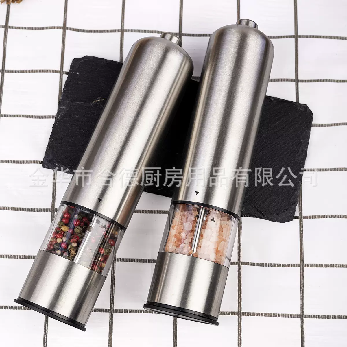 跨境电动不锈钢胡椒研磨器套装胡椒磨亚克力工厂批发跨境热销食物