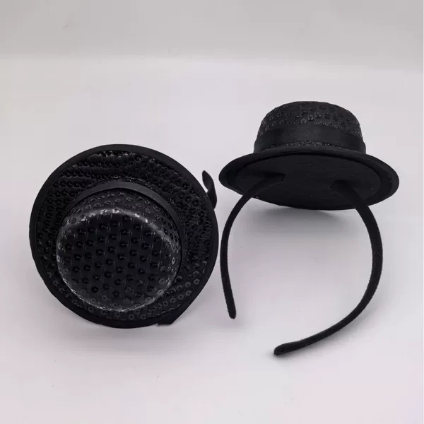 European and American Cross-Border Black Hat Hair Accessories Halloween Hat Headband Carnival Party Headband Small Top Hat Holiday Headwear
