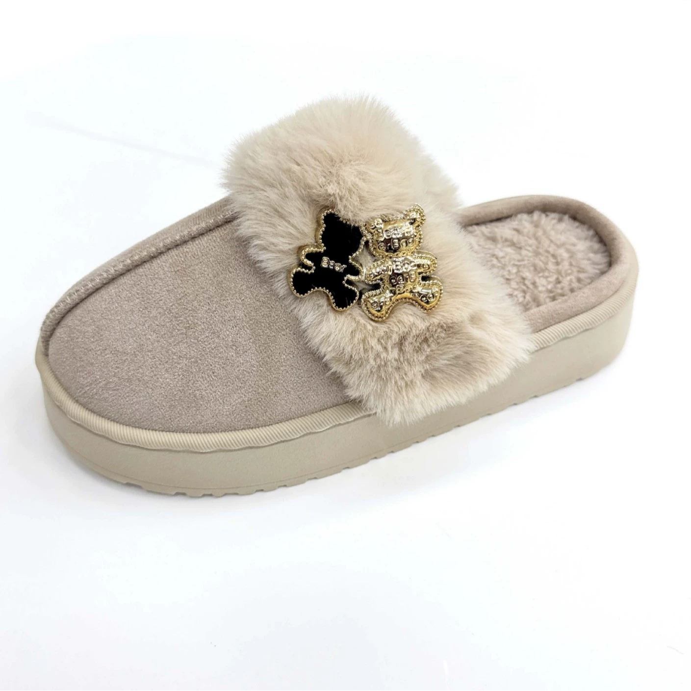 Зимние сапоги, полутапочки, новинка осени 2024 года, нескользящая обувь на толстой подошве со стразами и блестками для женщин, утолщенные женские тапочки со звездами