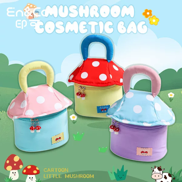 Mushroom House Gift Bag Polka Dot Cute Handheld Makeup Bag Portable Girly Gift Bag 2026 New Model