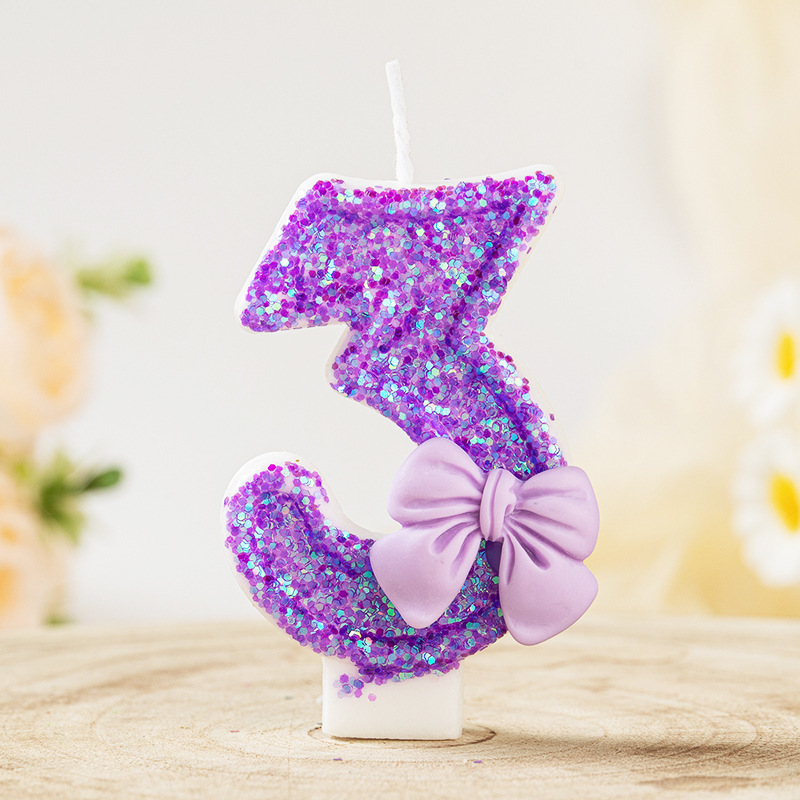 新しいデジタルキャンドルかわいいリボン誕生日ケーキパーティーキャンドル誕生日デジタルキャンドルライトディナーキャンドル|undefined