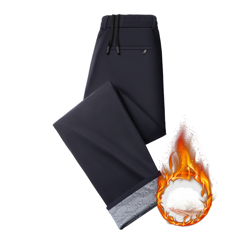 New men's down-filled pants in white duck down, suitable for middle-aged and elderly men, winter down-filled straight-leg business casual pants, grey.
