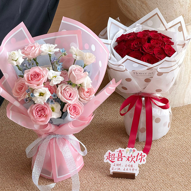 Huaxi Mengmeng puntos comercio exterior transfronterizo papel de embalaje de flores bruma semitransparente ramo OPP florista papel de envoltura de flores