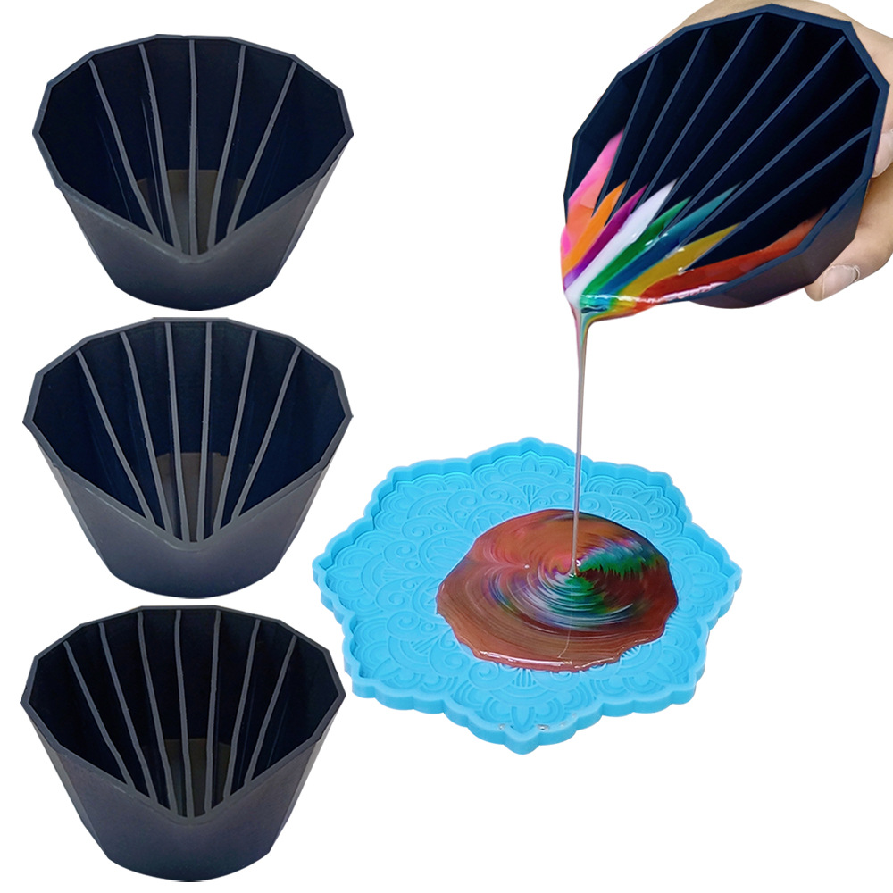 678 孔黑色多边形硅胶调色杯  硅胶混色杯 DIY 硅胶调色混色杯