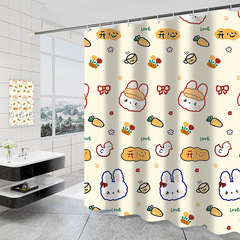Cross-border cartoon thickened non-transparent polyester shower curtain manufacturer hotel hotel waterproof shower curtain wholesale