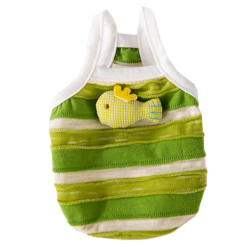 Striped puppy clothes, small fish three-dimensional traction sling, thin breathable puppy cat pet clothing