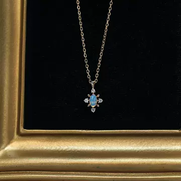 925 pure silver gold plated natural Opal necklace women's new Japanese minority simple fashion snowflake zircon clavicle chain - ShopShipShake