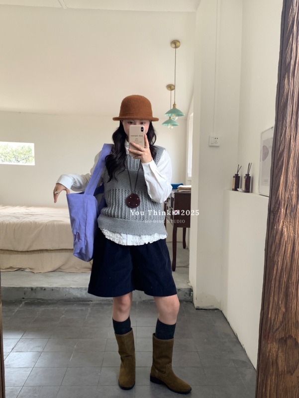 【You Think】十三行ins风通勤气质圆领镂空设计感百搭针织马甲女|undefined